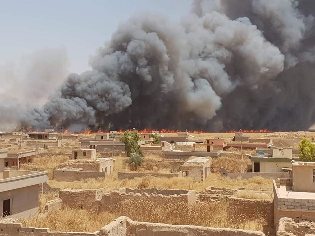 The genocide-hit village of Kocho south of Shingal has been hit by a devastating fire destroying crops, livestock and far, machinery.